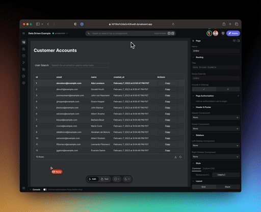 Use the command bar to browse different UI components or search for and select different pre-existing nodes.